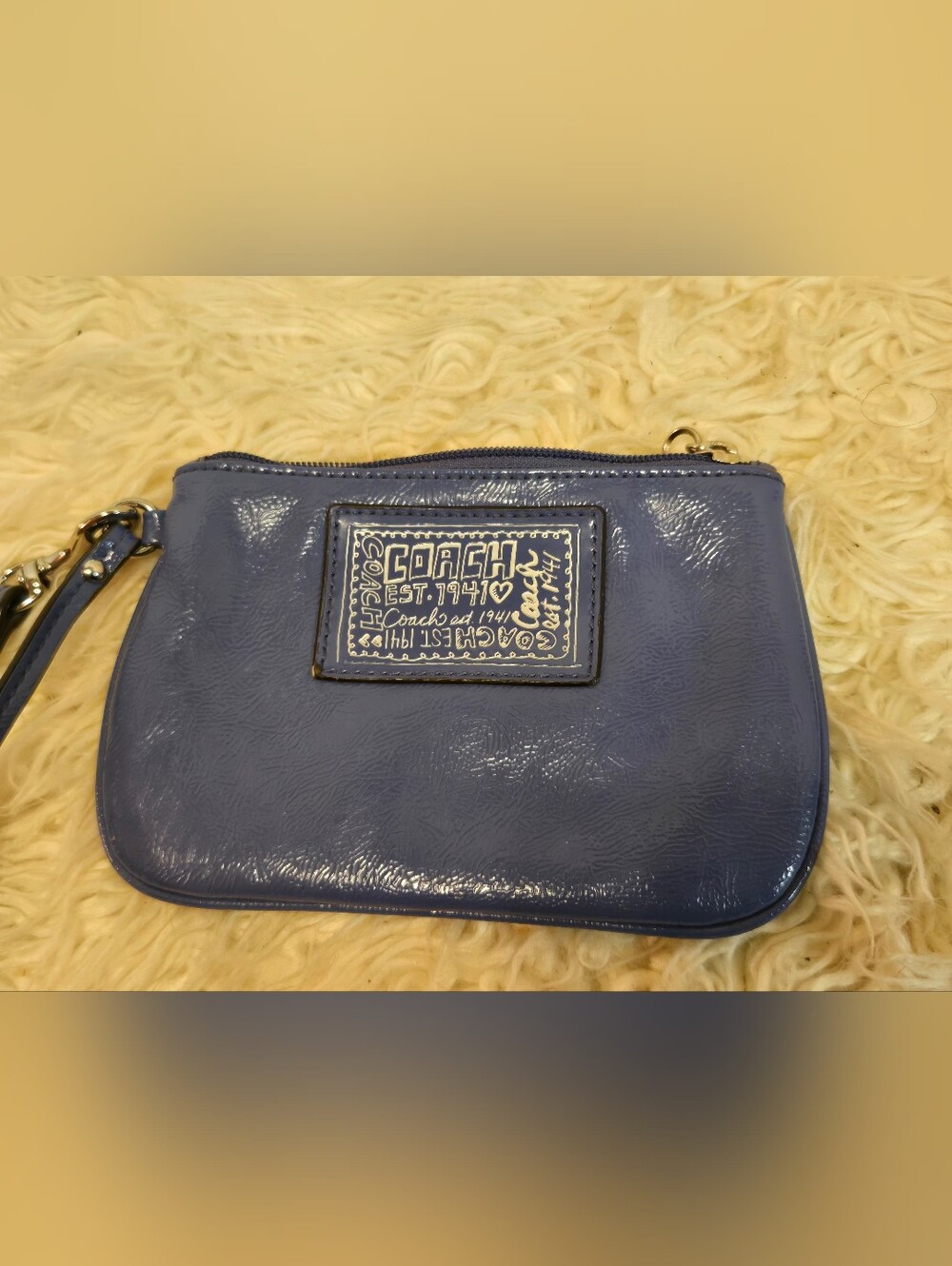 Coach Patent Zip Wallet in Blue